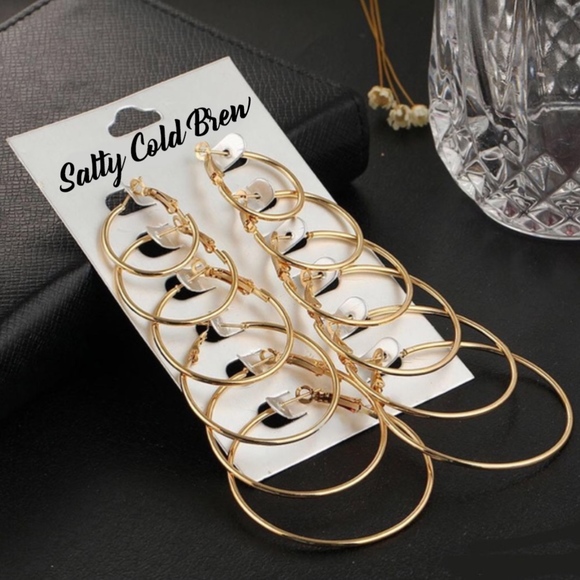 Set of 6 Gold/Silver Hoop Earrings - Picture 3 of 8